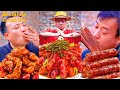 Village Funny Mukbang | Outdoor Stone Cooking | Pig&Fish&Insect Meat Which do you like?