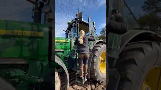 Farming girl and John Deere #agriculture #farmlife #tractor #shorts #withme