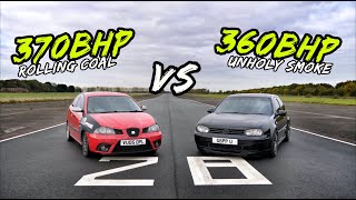 370BHP SEAT IBIZA 1.9TDI VS 360BHP VW GOLF GTI TDI - OG BATTLES!