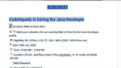 CodeSquadz is hiring for Java Developer