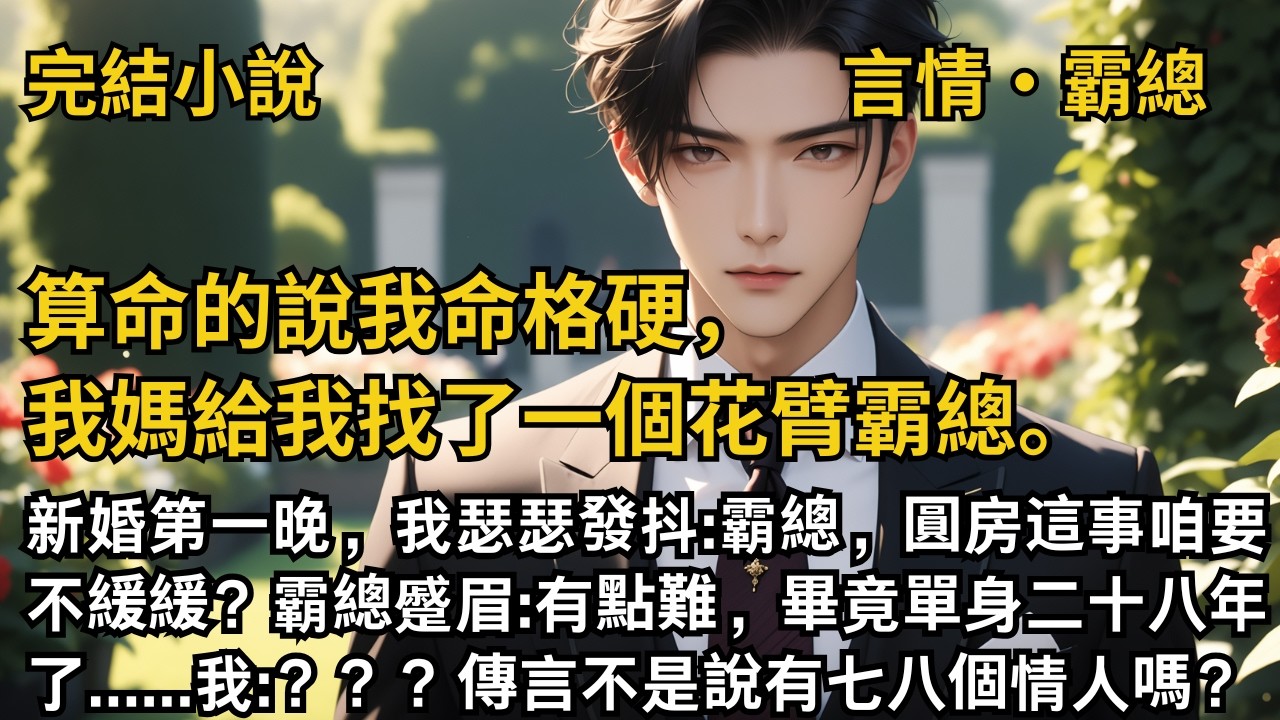 【完結小說】算命的說我命格硬，我媽給我找了一個花臂霸總。新婚第一晚，我瑟瑟發抖:霸總，圓房這事咱要不緩緩？霸總蹙眉:有點難，畢竟單身二十八年了......#一口氣看完 #小說 #完結 #甜文 #霸總