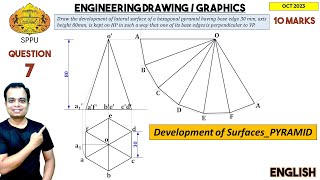 SPPU | Pune University | Oct 2023 | Engineering Graphics | PYQ | Q7 | Development of Surface PYRAMID