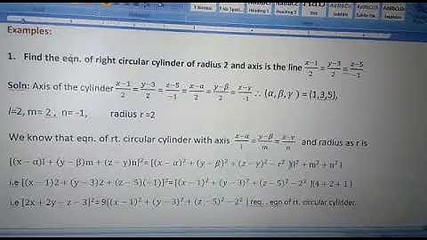 B. Sc. 2nd semester, Mathematics, cylinder chapter, lecture video 9