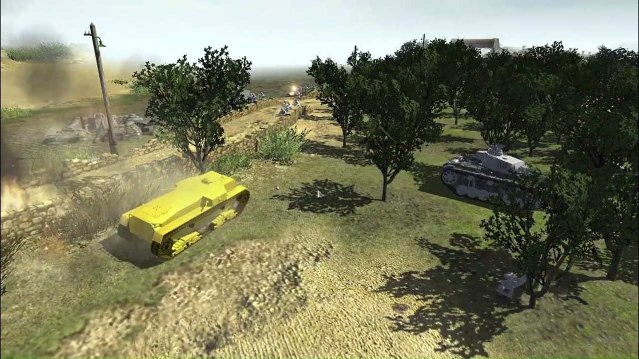 Men of War Army Men :  Plastopian Wars Yellows Attack Grey Rearguard Line at Gela Orchards !