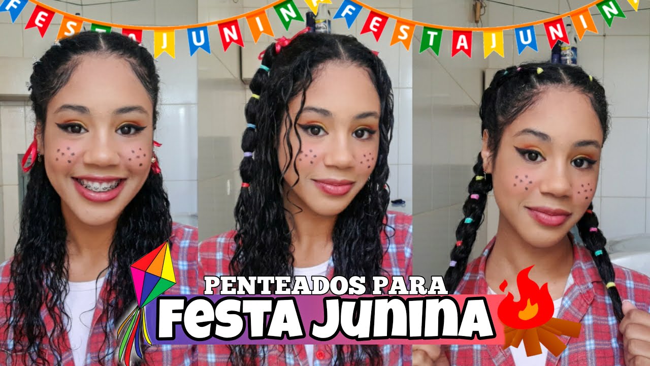 3 Penteados Simples Para Festa Junina | Cabelo Cacheado 🎉 - thptnganamst.edu.vn