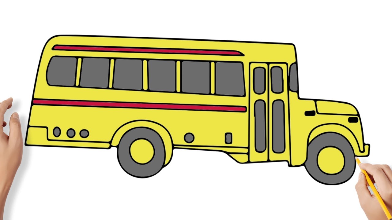 How to Draw a School Bus Simple Bus Drawings YouTube
