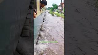 Train Running Over Water Flooded Tracks #railway #shorts #water #flood
