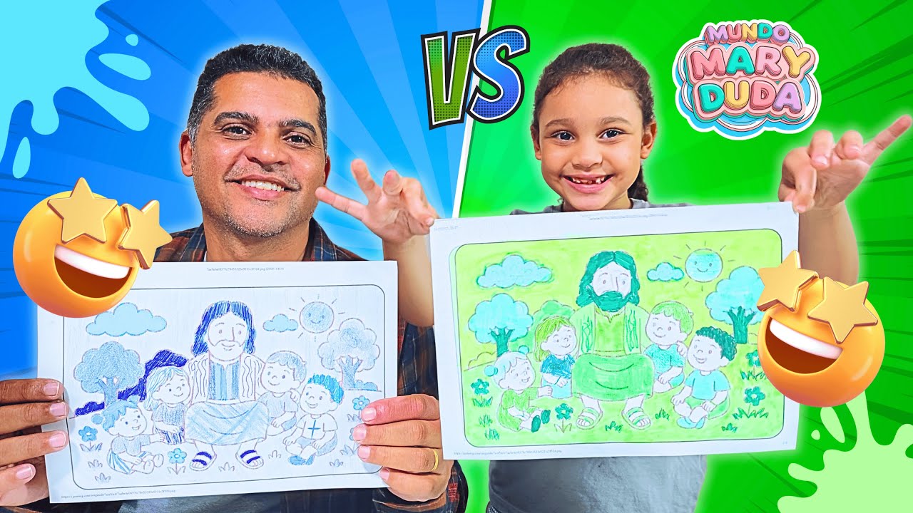 QUEM PINTOU MELHOR? COLORINDO COM UMA COR | Brincadeira em Família