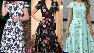 gorgeous and simple comfortable floral prints casual skater dress/middi dress design