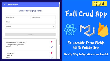 Firebase With React And Material-ui | Full CRUD Operations Firebase Firestore| in hindi| Greatcoders