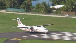 Air Tahiti take-off from Moorea Airport !