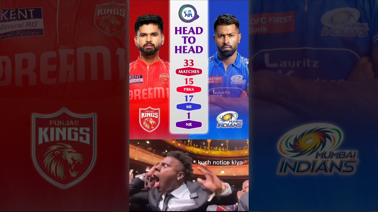 Head to Head PBKS vs MI 🤯 