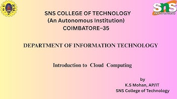 Introduction to Cloud Computing|Cloud Computing|SNS Institutions