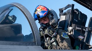 A U.S. Air Force F15E Strike Eagle Takes Part in Daily Operations at RAF Lakenheath, England