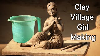 Indian village girl making with clay | Clay modelling | mitti ki gudiya | mitti ki doll banana