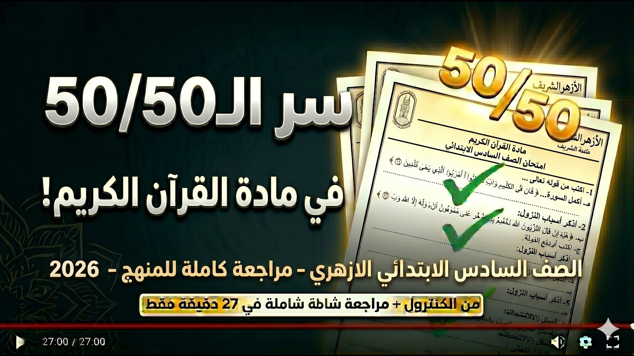 مراجعة القرآن الكريم للصف السادس الابتدائي الازهري | حل امتحان متوقع نهاية العام الترم الثاني 2025