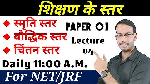 6.Level Of Teaching ( MEMORY + UNDERSTANDING + REFLECTIVE ), NTA NET/JRF Paper 1 Teaching