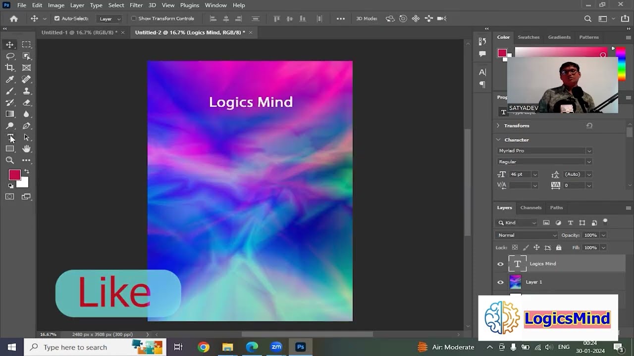 Adobe Photoshop Telugu How to Change Text Colour