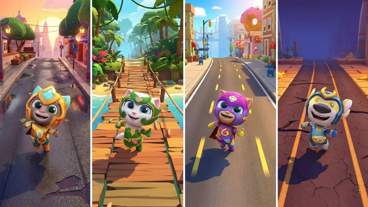 Talking Tom Hero Dash: Super Tom,Super Angela,Super Ginger,Super Hank (Android/iOS) Gameplay