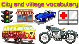 अस्पताल,विद्यालय,पार्क,बैंक|City and village vocabulary|शहर और गांव से सम्बंधित शब्दावली
