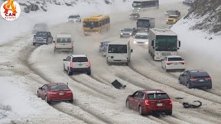 Icy Road Madness Caught on Camera - Cars Spinning Everywhere #13
