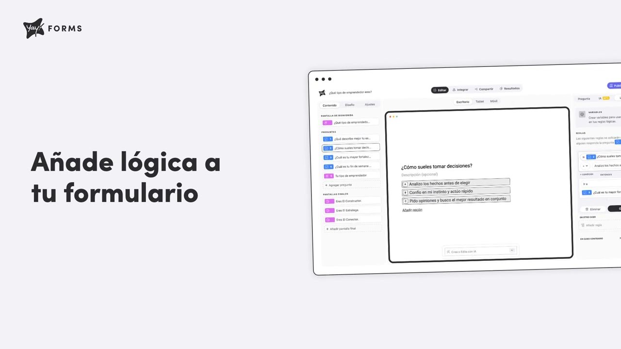 Cómo añadir una estructura de lógica a tu formulario