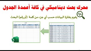 محرك بحث فوري يقوم بالفلترة  حسب جزء من الكلمة في الإكسيل| البحث في كافة الخلايا من خلال مربع البحث