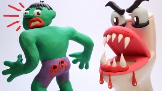 Hulk VAMPIRE TOILET ATTACK 💝 Frozen Elsa Play Doh 💝 Superheroes in Real Life Stop Motion