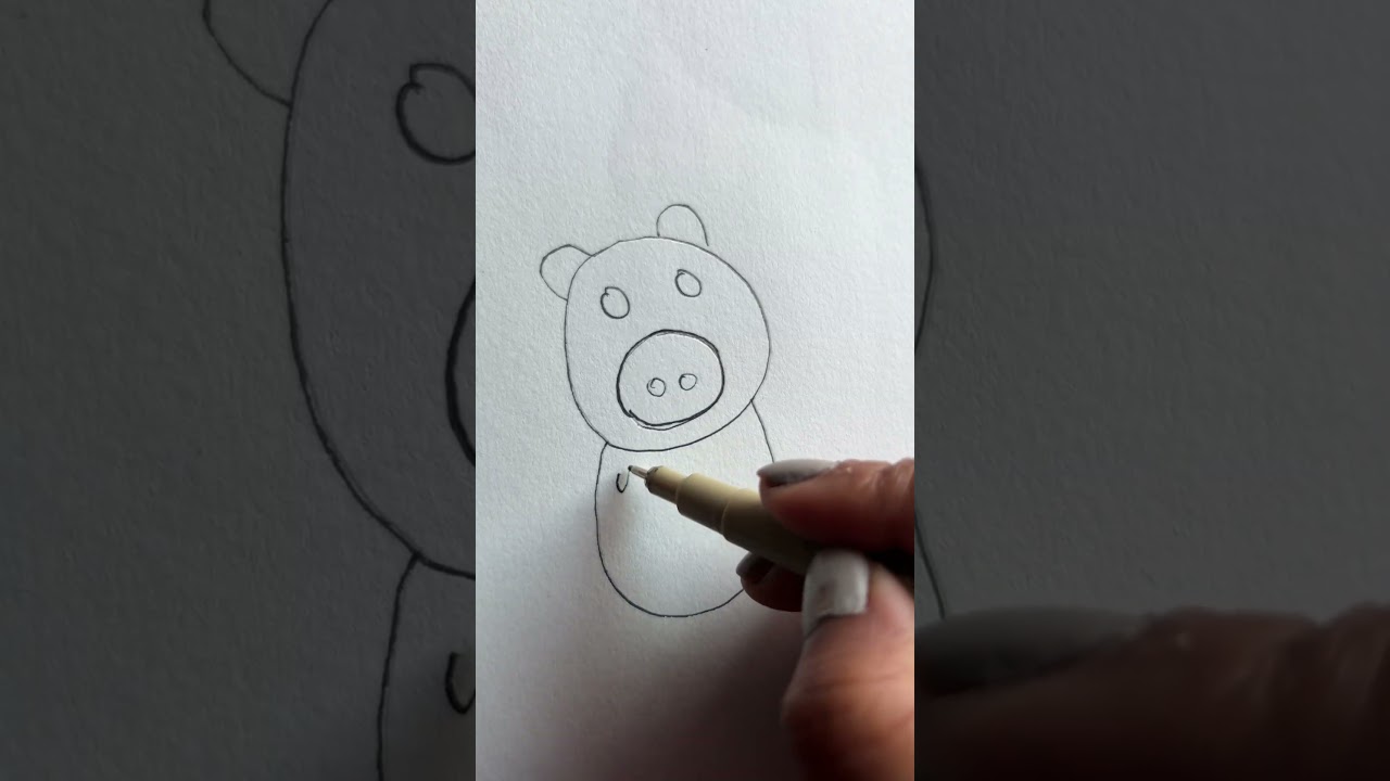 Простой рисунок поросенка 🐽 для детей | пошаговое рисование 