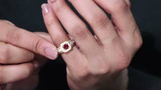 2 CT Lab Created Ruby and Moissanite Ring, 5 MM Round Created Ruby Statement Ring with Moissanite