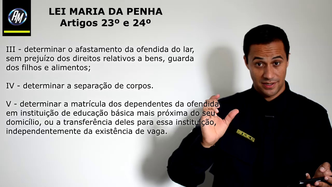 Vídeo aula, Lei Maria da Penha artigos 23 e 24 (Parte 12)