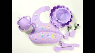 silicone bowl MFZ D005, baby silicone feeding set, printed silicone bib, silicone drinking cup,spoon