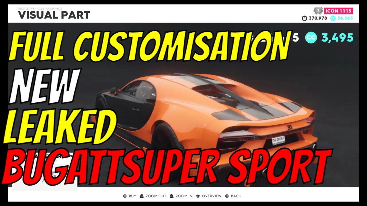 The Crew 2  LEAKED NEW Bugatti Chiron super sport 300+ Full Customisation