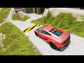 Cars vs Downhill Huge Speed Bump - BeamNG.Drive