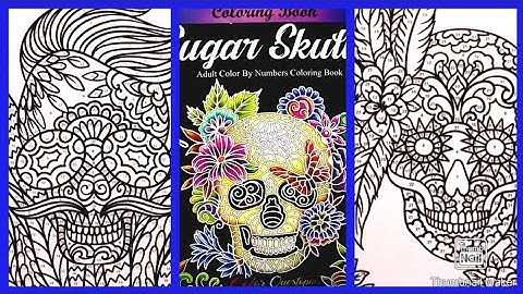 Sugar Skulls coloring book adults & Time Lapse Video