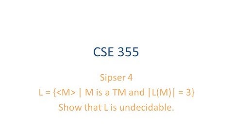 ASU CSE355: Ch 5 Vid 2, Examples - M is TM and |L(M)| = 3 is Undecidable
