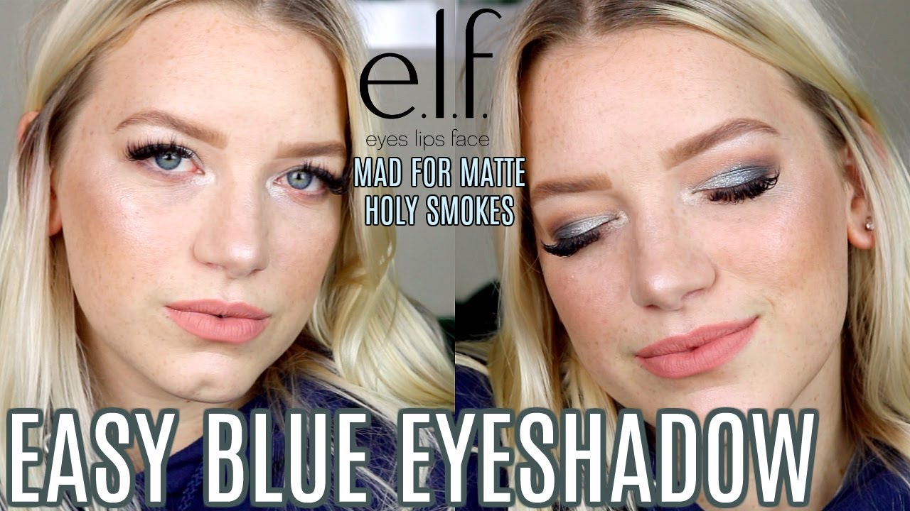 EASY BLUE EYESHADOW \\ ELF MAD FOR MATTE HOLY SMOKES KendraCus YouTube