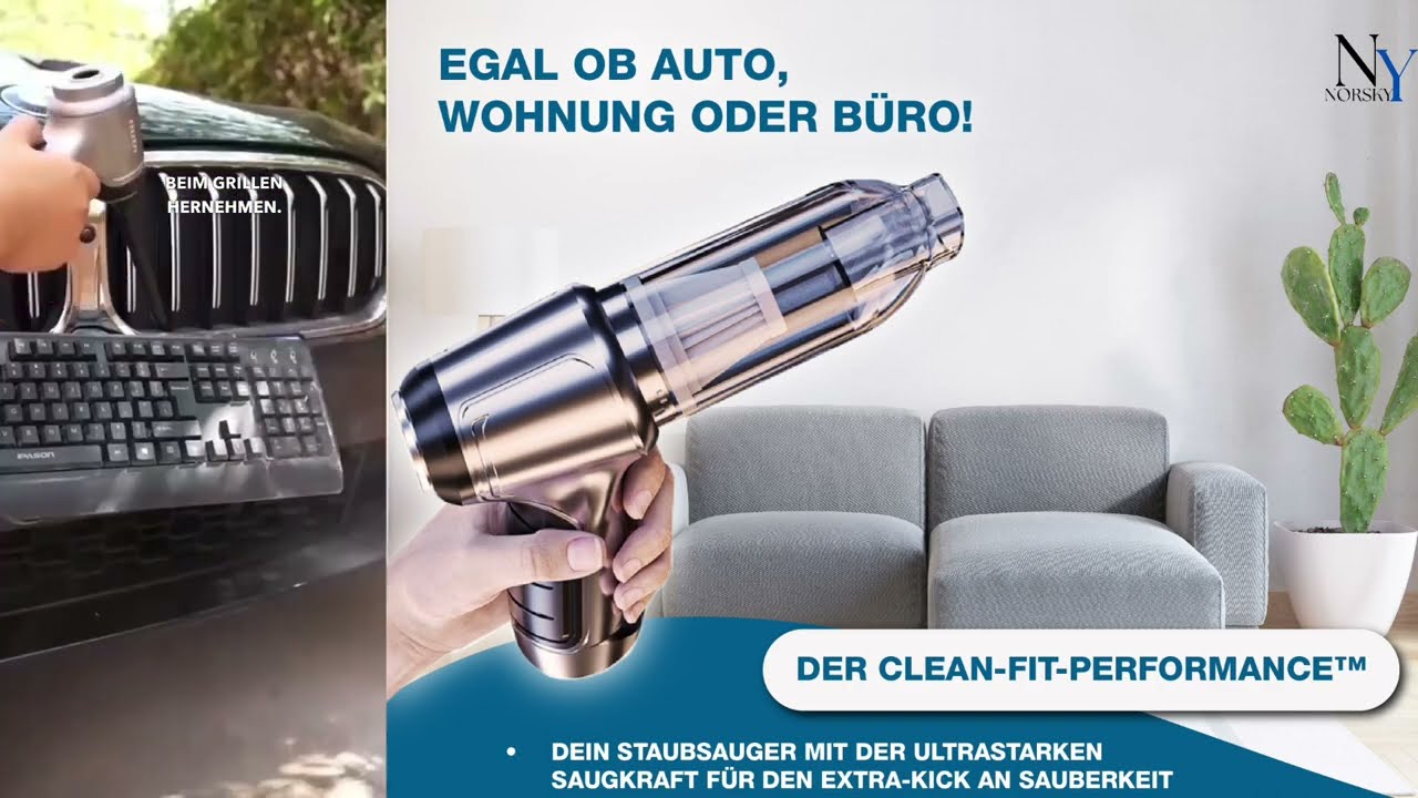 Der praktische Handstaubsauger mit integrierter Druck-Luft-Funktion