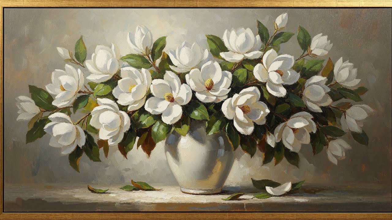 Gold Frame Vintage Flowers Frame art tv screensavers 4k 