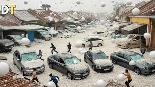 Orage de grêle à Vientiane Laos ! Grêlons taille balle de baseball ont endommagé maisons et voitures screenshot 3