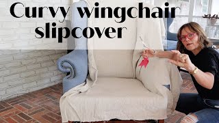 DIY wing chair slipcover-inside back, deck, inside arms, inside wings, and arm placket only.