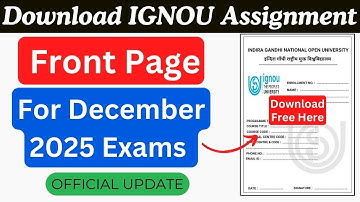 IGNOU Assignment Front Page PDF 📄 Official Download Link | IGNOU Assignment Cover Page 2025