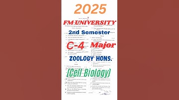 +3 2nd Semester C4 Major ZOOLOGY Hons. 2025 PYQ #NEP2020