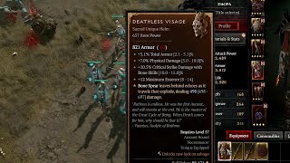 Diablo 4 Deathless Visage unique helm drop