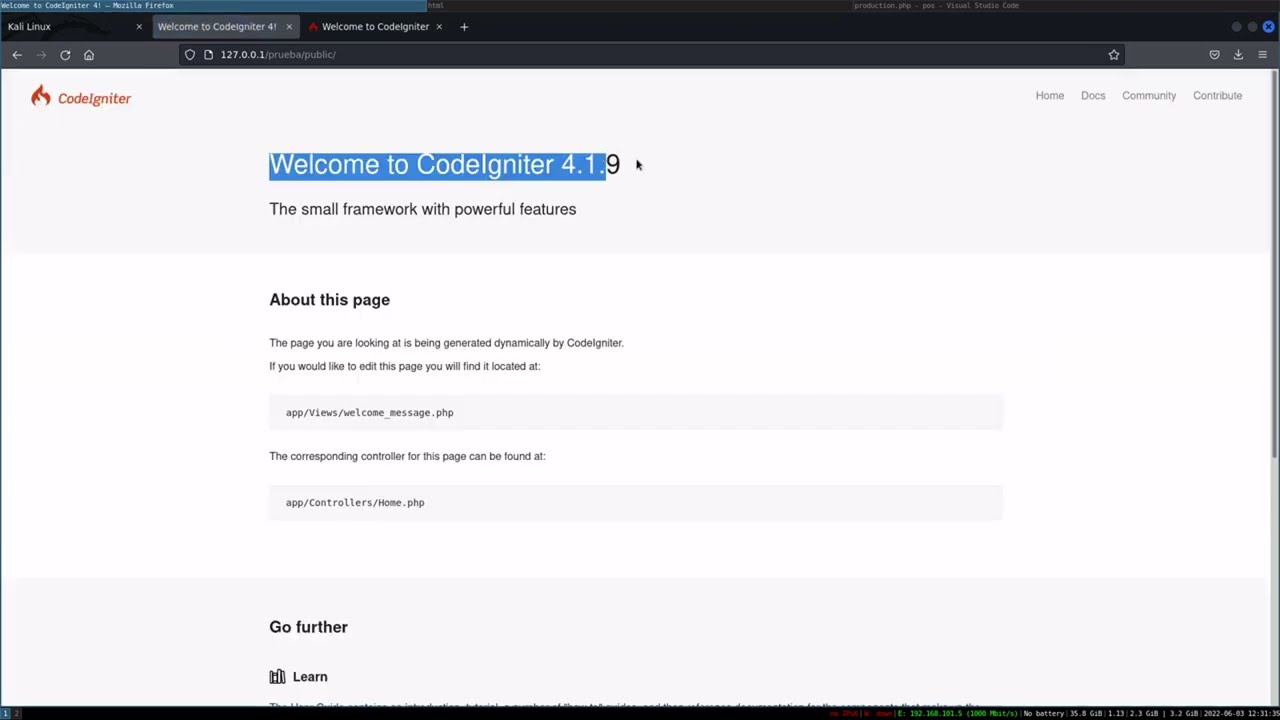 Instalación manual de codeigniter 4 en Linux base Debian y solución de problemas.