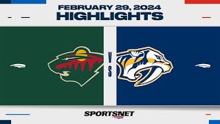 NHL Highlights | Wild vs. Predators  February 29, 2024