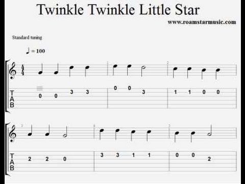 Twinkle Twinkle Little Star beginner guitar tab - YouTube