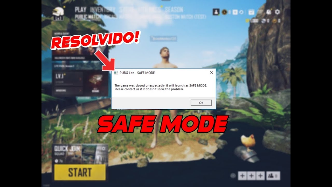PUBG LITE PC - Como Resolver ERRO SAFE MODE (PARTE 2)! - YouTube