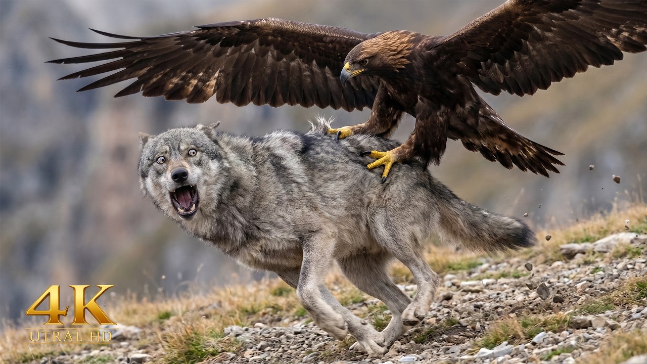 Giant Eagle Hunts Down Lone Wolf From Above | Wildlife Documentary ...