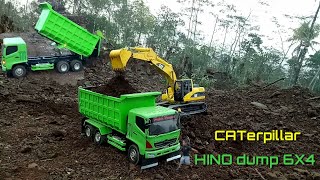 Rc truck hino muat tanah merah dengan rc excavator